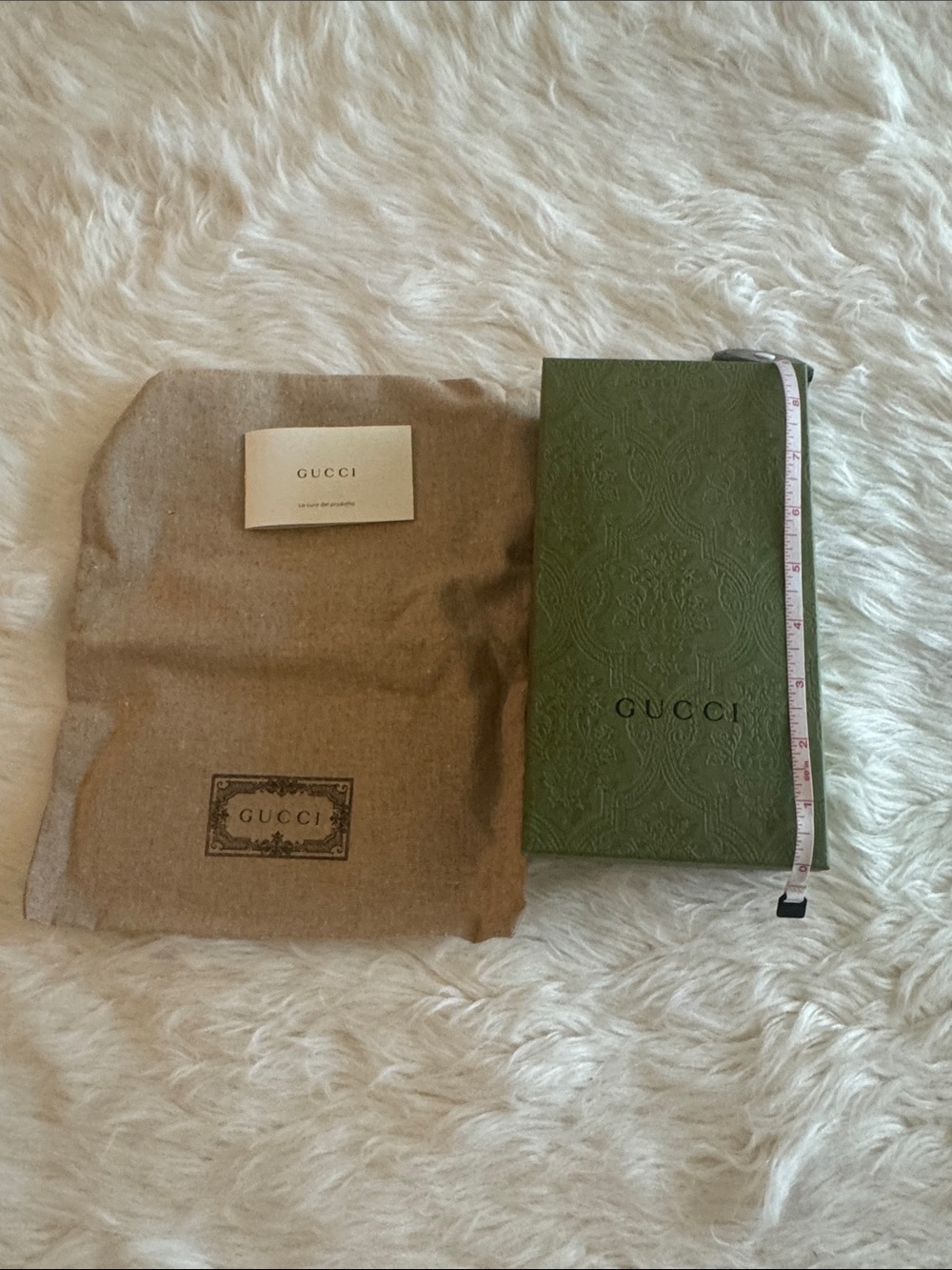 Gucci Green Embossed Box with Brown Dust Bag and Cards